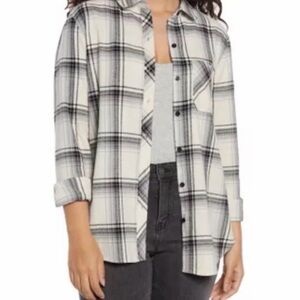 Black & White Plaid Button-Up Shirt